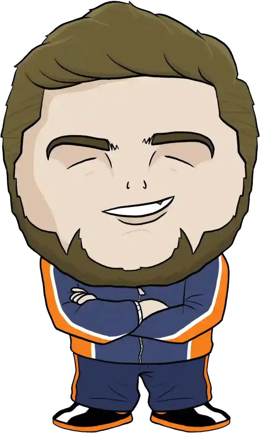 Cartoon illustration of Mathijs de Reus, the art director of mad party games